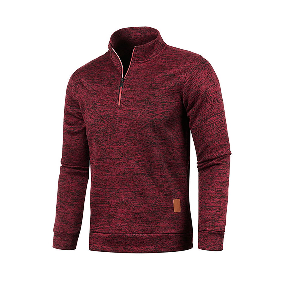 Pull à col roulé avec fermeture éclair pour homme, sweat-shirt d'extérieur, pull à demi-fermeture éclair, vêtements solides, PVD, printemps, automne