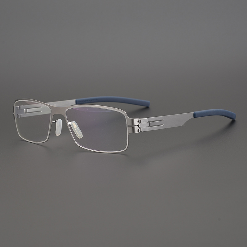 Grand cadre de luxe allemand, Design sans vis IC, monture de lunettes carrée en alliage fin Ultra-léger pour hommes, Vintage, sans vis