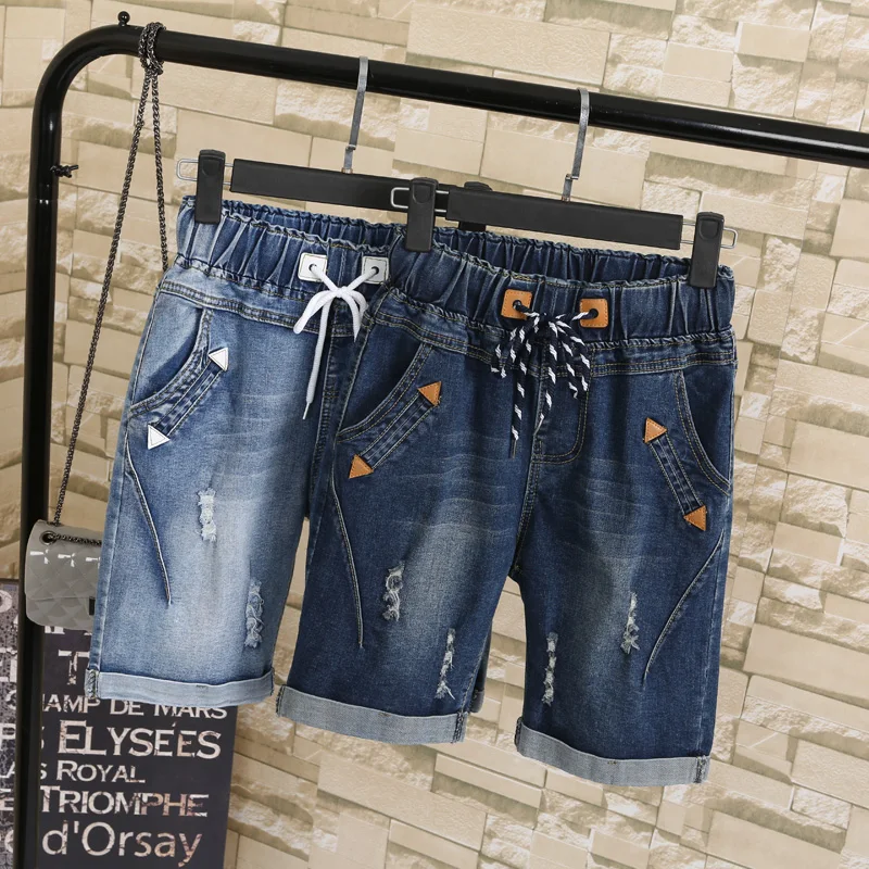 Short en Denim pour femmes, grande taille, pour étudiantes d'été, Fat MM, en coton, pour dames, cinq Points, jambes larges, sarouel, 2024