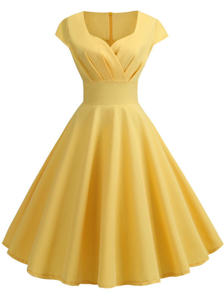 Robe d'été rose pour femmes, col en V, Vintage, élégante, rétro, pin up, fête, bureau, robes mi-longues