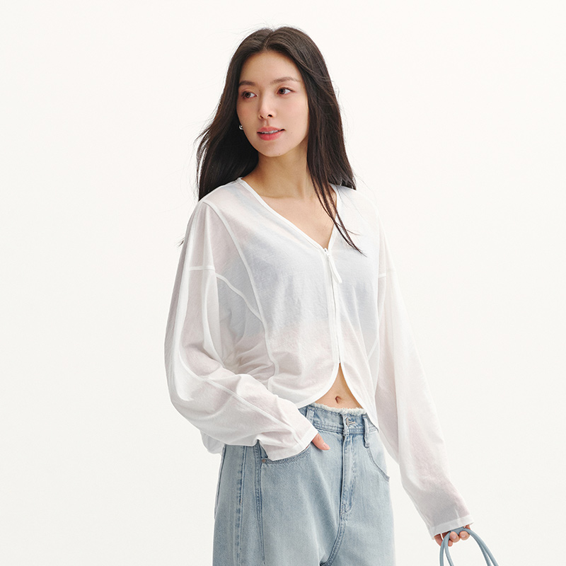 Veste pour femme Semir 2026, manches chauve-souris, col en V ample, style décontracté, polyvalente, douce