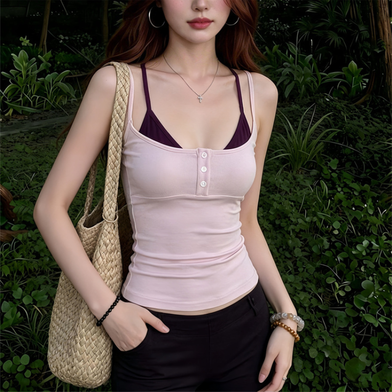 Débardeur court vintage Y2K pour femme, style faux deux pièces, dos nu, à lacets, coupe ajustée, sans manches