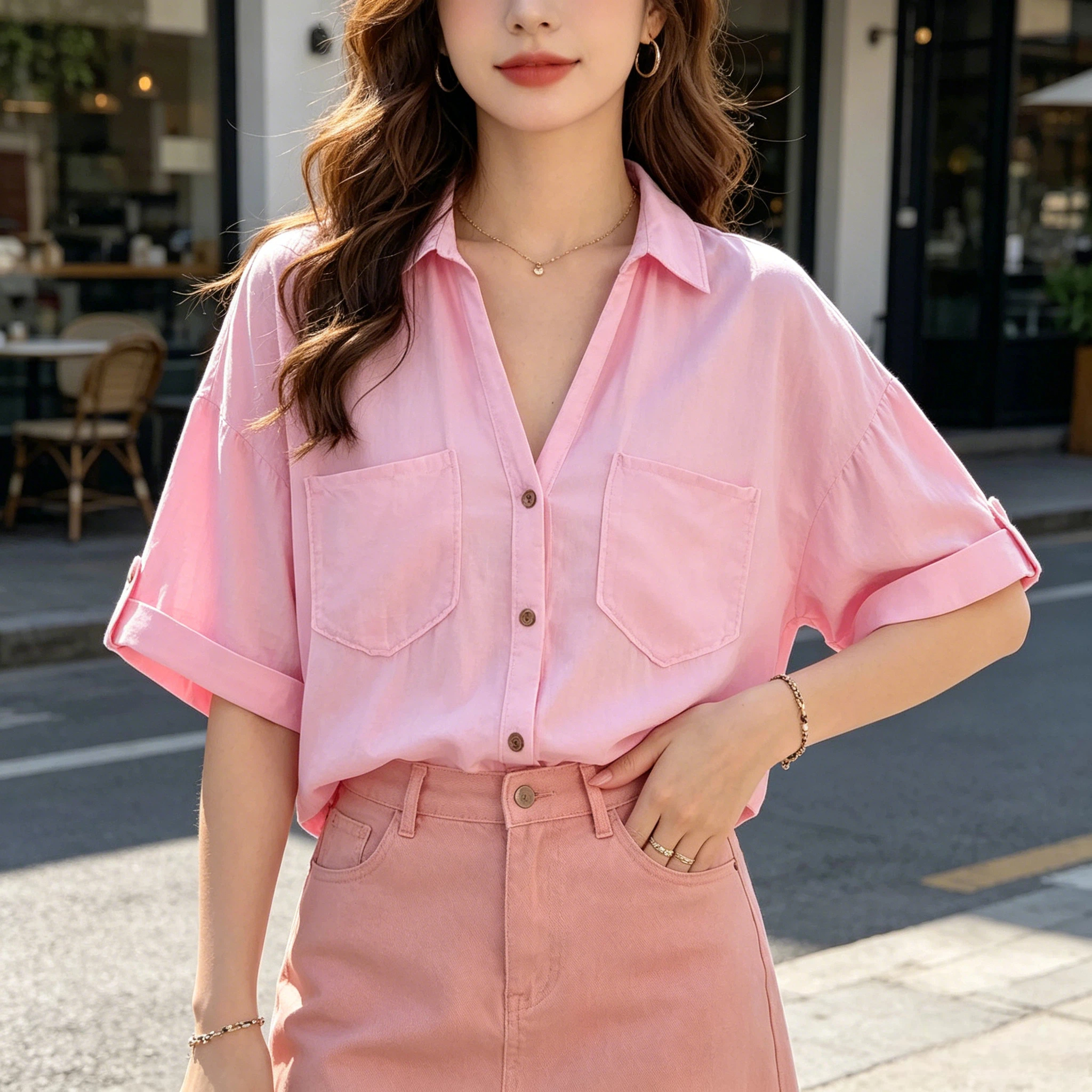 Nouvelle Blouse d'été pour Femme à Manches Courtes, Coupe Ample Décontractée, Élégante et Polyvalente, Style Simple et Tendance