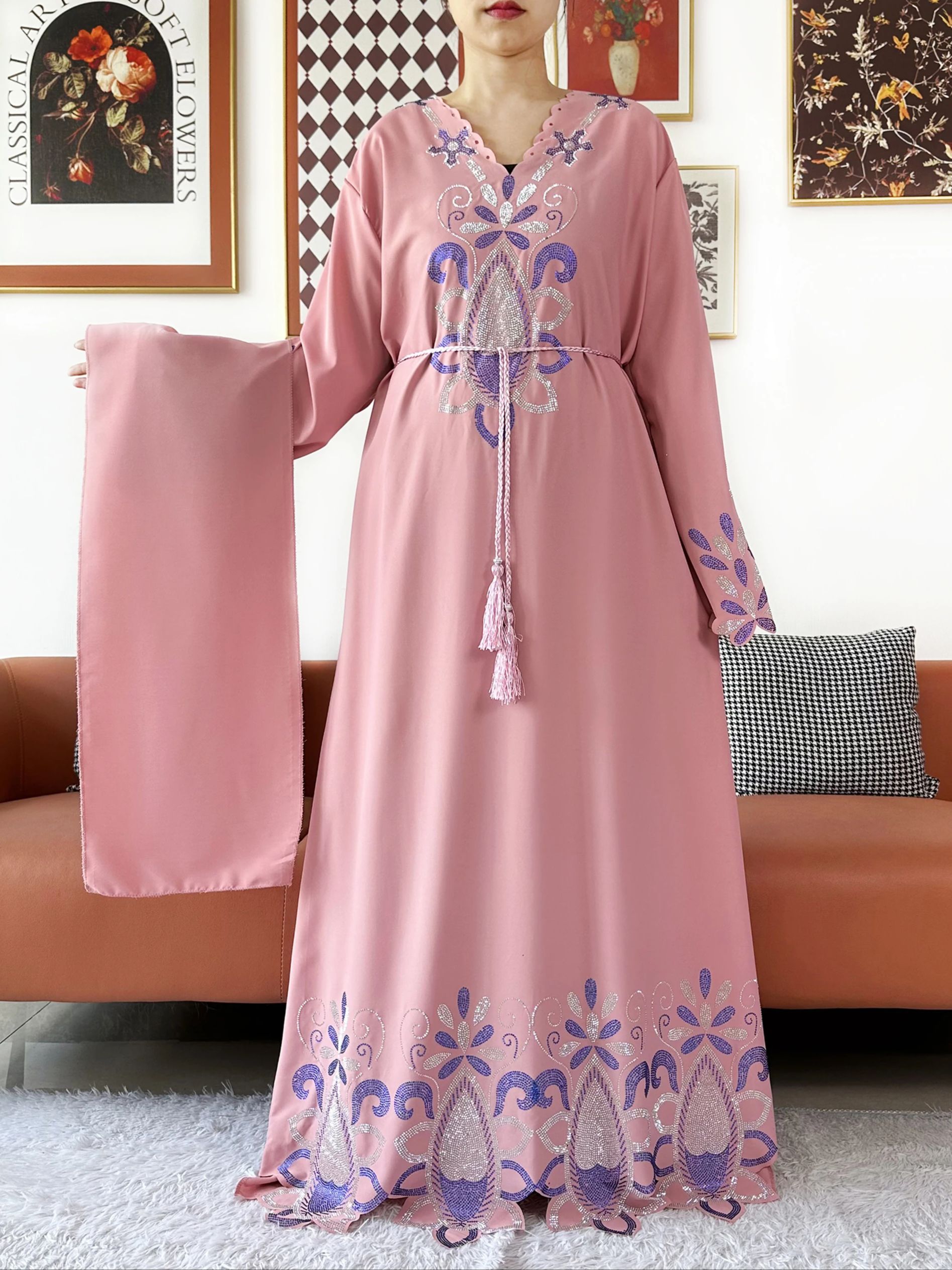 Nouveau 2025 fête musulmane femmes Abaya en mousseline de soie diamant à manches longues vêtements de sport africain Abaya femmes Robe dubaï turquie Robe islamique