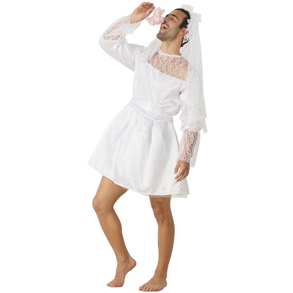 Déguisement de Mariée Fugitive pour Homme, Costume de Fête de Bachelorette, Tenue Amusante pour Adulte, Déguisement de Mariage pour Halloween