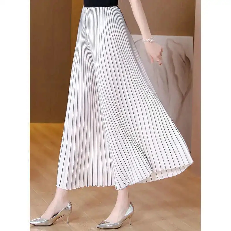 Pantalon à jambes larges pour femmes, ample, Version coréenne, loisirs, plissé, élégant, droit, printemps été, 2025
