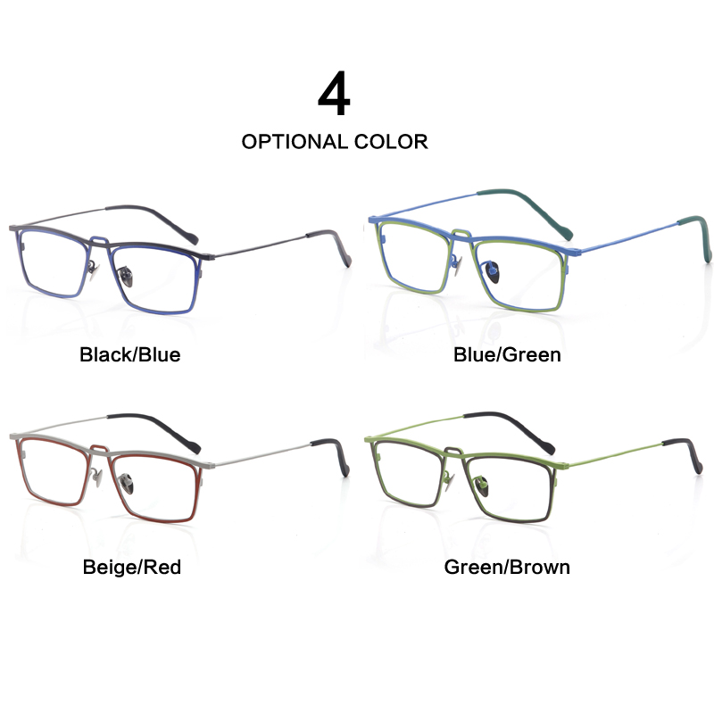 Carré hommes pur titane lunettes cadre nouvelles femmes fête coloré rétro optique Prescription lunettes lunettes myopes lunettes