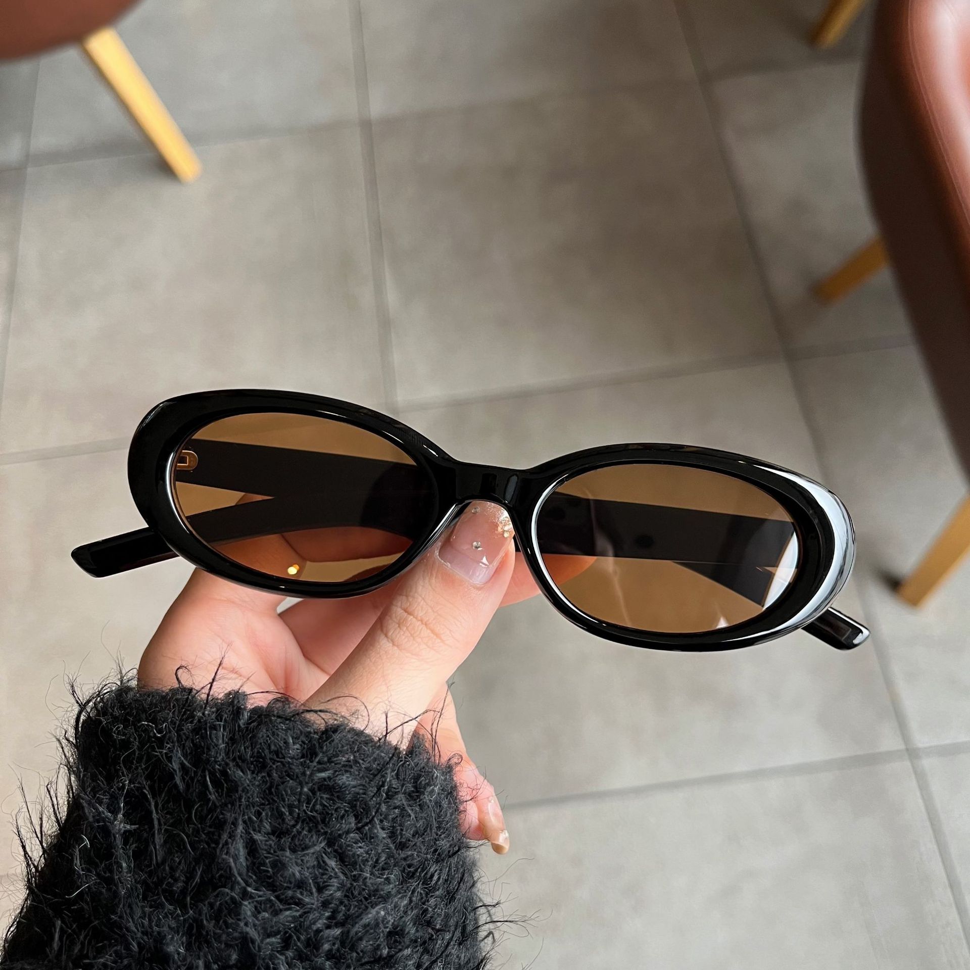 Lunettes de soleil ovales pour hommes et femmes, vintage, rétro, protection UV400, haute qualité