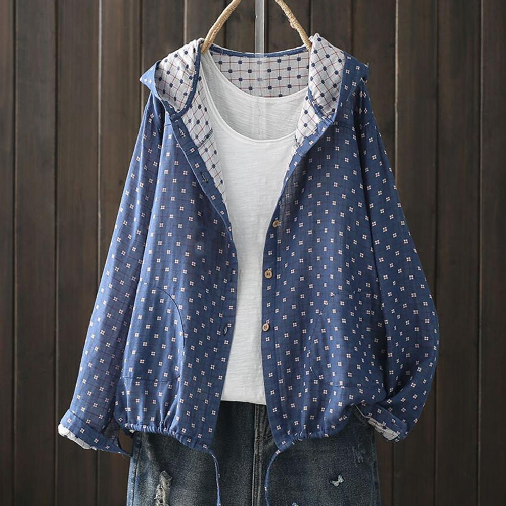 Veste en coton pour femmes, veste de printemps élégante à capuche avec ourlet à cordon de serrage, fermeture à glissière pour vêtements d'extérieur pour femmes