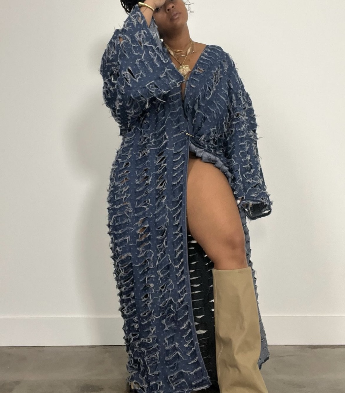 Cardigans en Denim creux pour blogueur africain, surdimensionnés, pour soirée d'été, amples, pour femmes européennes, couverture de Bikini de plage