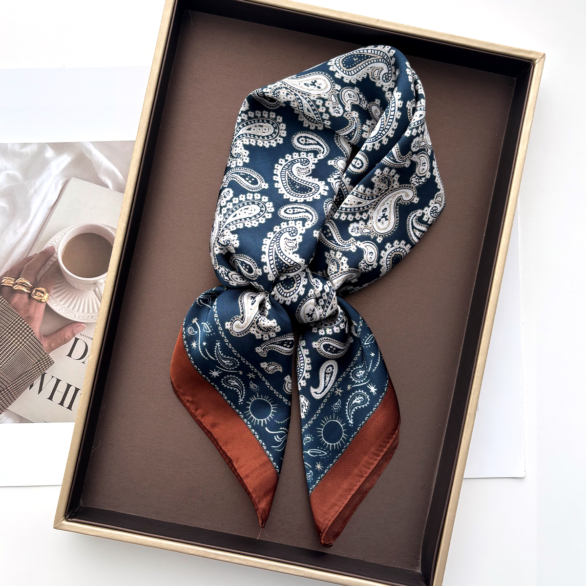 Écharpe rétro à motif Paisley pour femme, imitation soie, foulard, bandana, hijab, bandeaux, châles carrés, enveloppes
