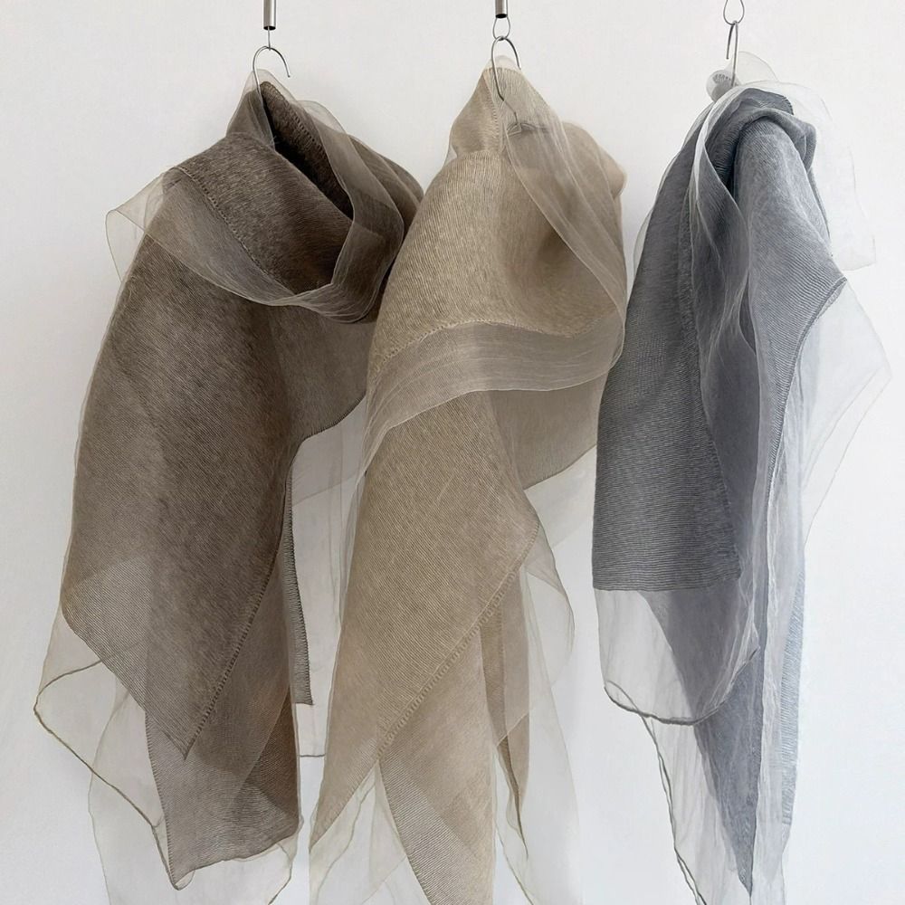 Écharpe en soie mélangée pour femme, double couche, légère, couleur unie, longue, châle, pour tenue de printemps et d'automne