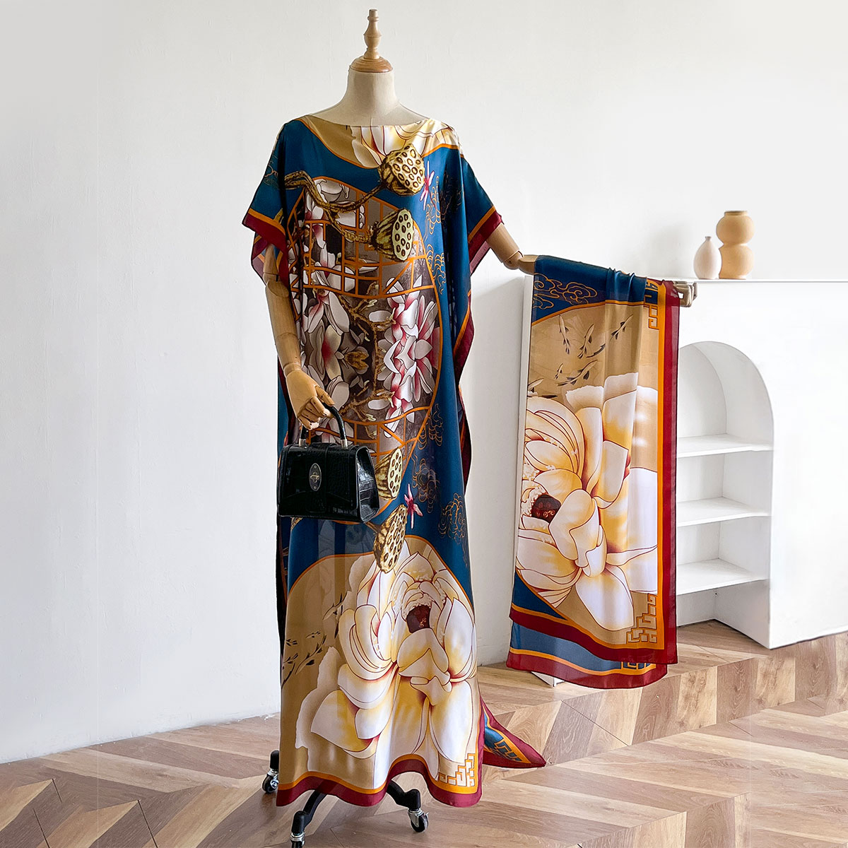 Châle long pour femme, style Dubaï, design MUMU, en soie douce, accessoire de robe de plage estivale, coupe ample, Abaya africaine MOOMOO