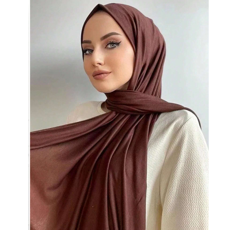 Classique Jersey Hijabs écharpe plaine couleur unie foulards Style tête enveloppement foulard pour les femmes