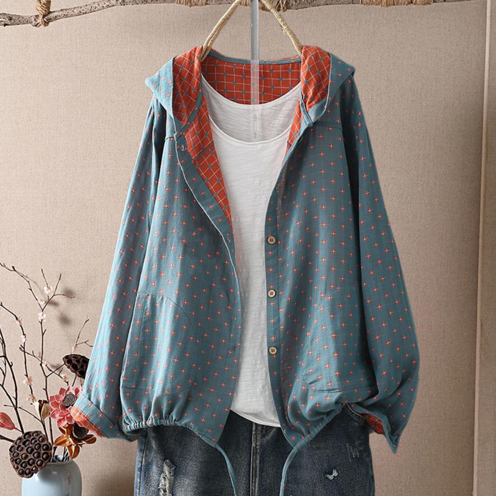 Veste en coton pour femmes, veste de printemps élégante à capuche avec ourlet à cordon de serrage, fermeture à glissière pour vêtements d'extérieur pour femmes