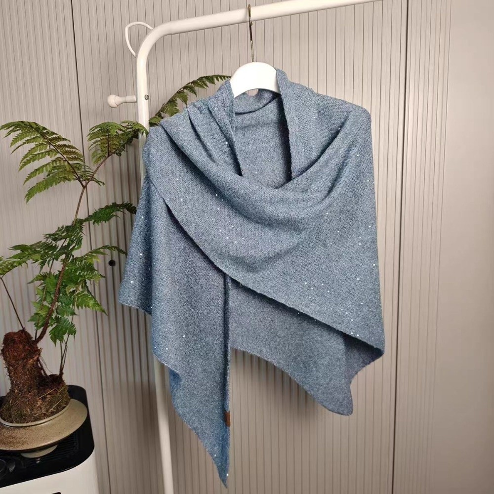 Écharpe triangulaire en laine chaude d'hiver pour femmes, mode coréenne, paillettes, cape haut de gamme, enveloppes