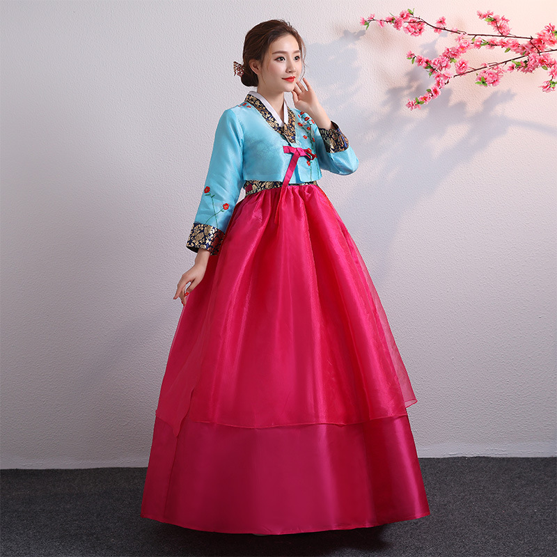 Hanbok-Costume Traditionnel Coréen pour Femme, Vêtements de Cour de Performance de Palais de Minorité, Robe de brevde ixde Mariage, Fleur, Nouvel An