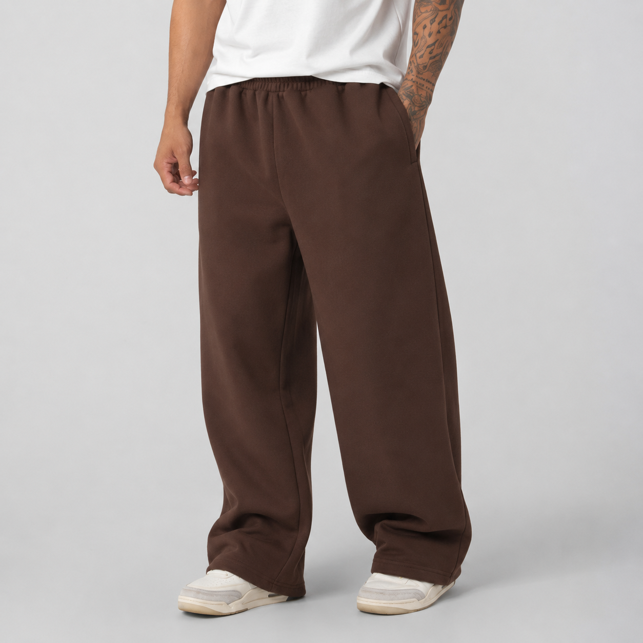 Pantalon de survêtement surdimensionné à jambes larges pour hommes, grande taille, coupe ample avec taille élastique, pantalon d'hiver respirant