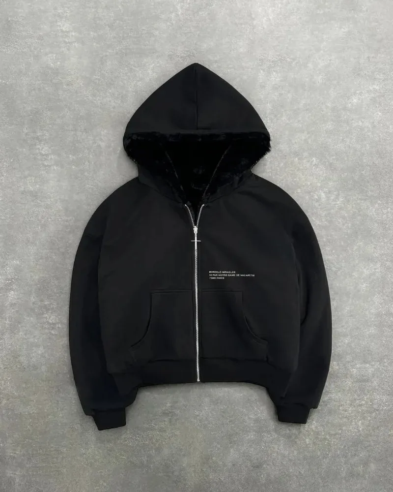 Hip-hop nouveaux vêtements double face Harajuku rétro imprimé léopard à la mode ample sweat à capuche avec fermeture éclair hommes rue sweat-shirt décontracté femmes