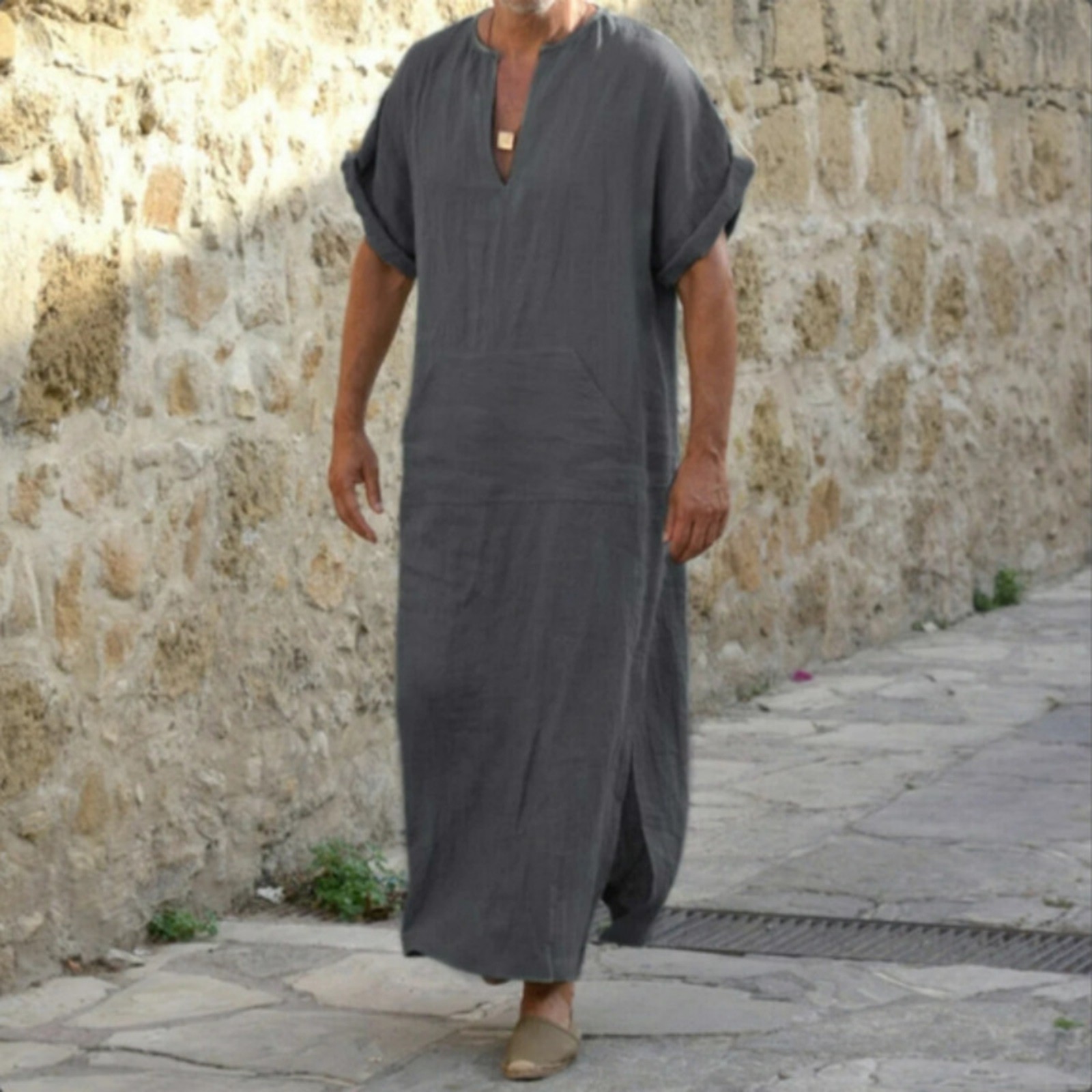 Robe musulmane pour hommes, Abaya arabe du moyen-orient, Jubba Thobe, vêtements islamiques du Ramadan, Costume National arabe, vêtements de prière masculins