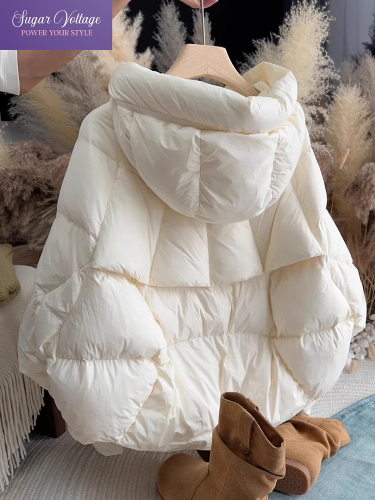 Mode manteau décontracté femmes hiver Style coréen blanc court à capuche doudoune fermeture éclair épais chaud matelassé coupe ample Chic tenue