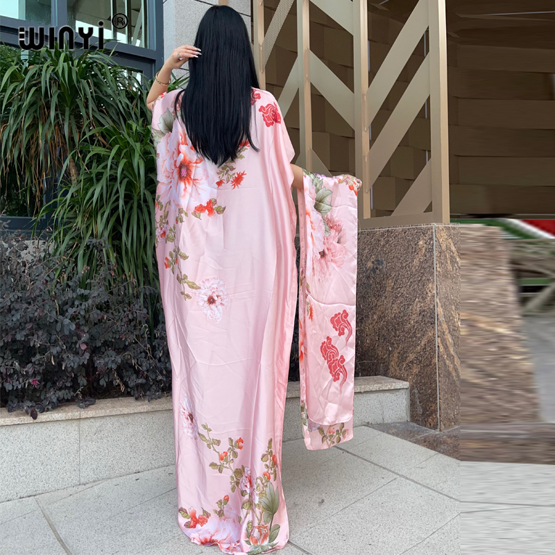 WINYI-Robe Dashiki bohème pour femmes africaines, imprimé musulman, dubaï, taille libre, design avec écharpe, maxi adt, robe élégante africaine, nouvelle collection 2024