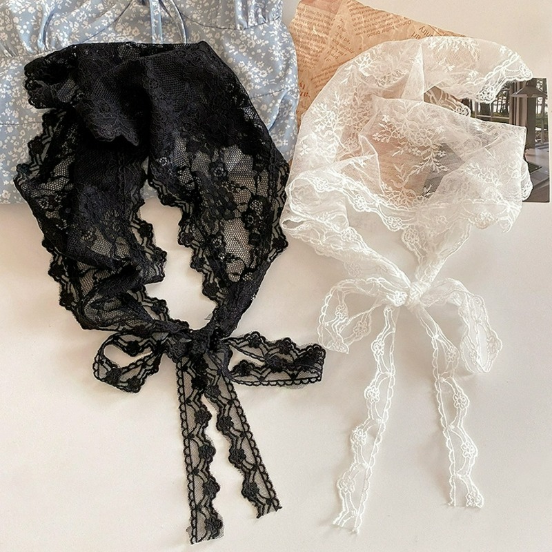 Foulard Triangle à lacets pour femmes, bandeau d'été, mode maille fleur, enveloppe de cheveux, léger et respirant, couvre-tête