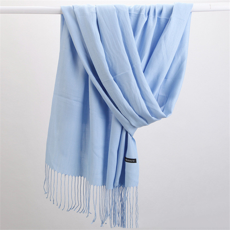 Écharpe Solide en Cachemire pour Femme, Châle Pashmina avec Pompon, Hijab, Foulard Fin, Collection Printemps-Hiver 2024