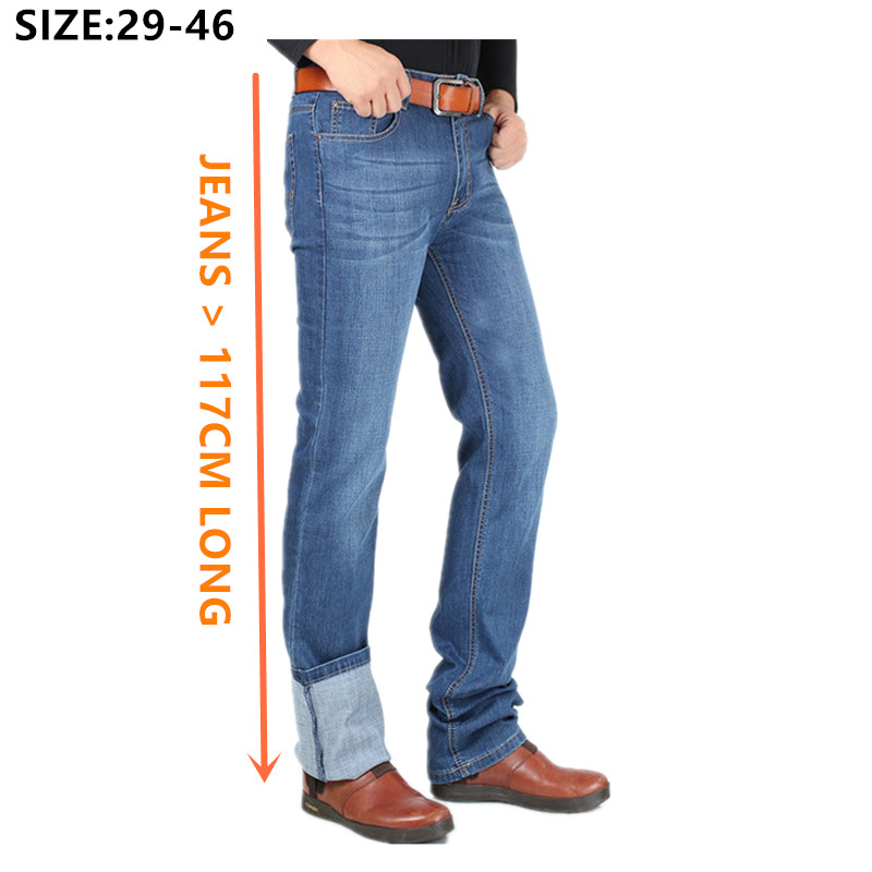 Jean Extra Long 117CM de haut pour hommes, 195CM, grande taille 42 44 46, classique, surdimensionné, épais, extensible, pantalon Slim en Denim, automne