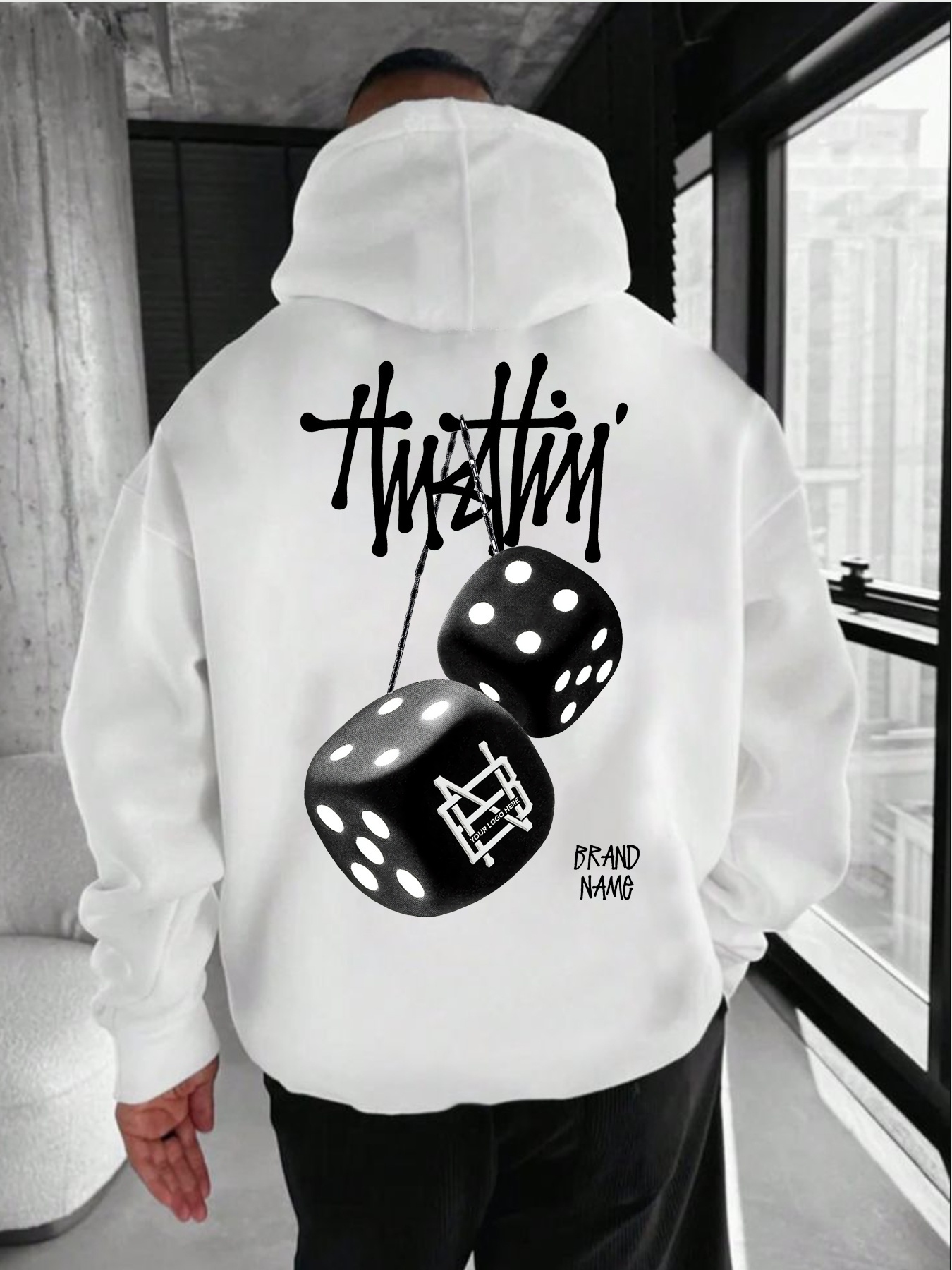 Sweat-shirt à capuche pour homme et femme - Nouveau motif géométrique tendance, coupe ample et chaude, veste de sport hiver-printemps
