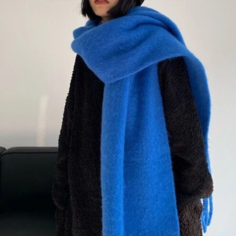 Écharpe d'hiver femmes de luxe automne hiver écharpe en cachemire épaissi chaud châle classique glands moelleux écharpe couleur unie doux châle