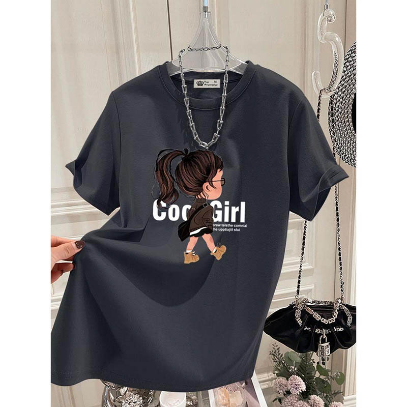 Mode d'été Cool fille imprimer T-shirts femmes vêtements décontracté ample pur coton à manches courtes haut t-shirt tout-match élégant pulls