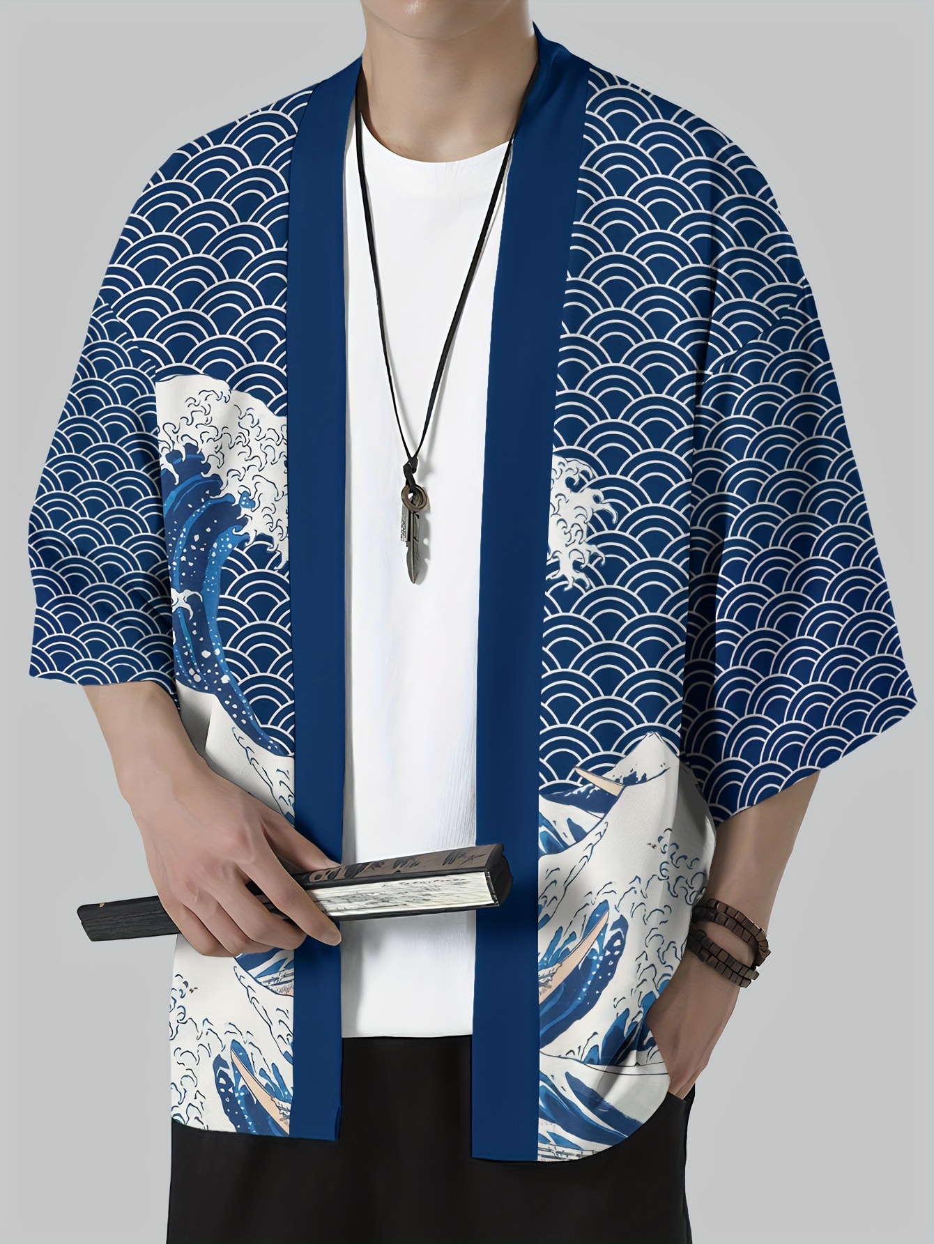 Kimono japonais pour homme 2026 – Robe Yukata traditionnelle japonaise à motifs culturels en relief – Vêtement japonais décontracté et ample