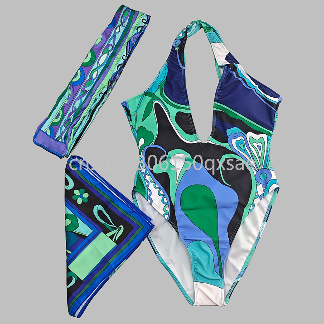 Maillots de bain classiques pour femmes avec foulard bandeau et logo signature, ensembles de bikinis sexy, tenues de plage