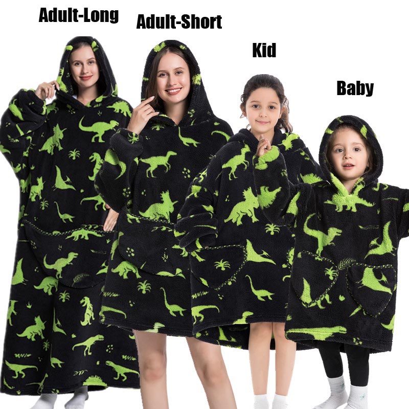 Hiver femmes vêtements adultes enfants en peluche polaire sweats à capuche Homewear pyjamas Super chaud sweats à capuche hauts pullover surdimensionné