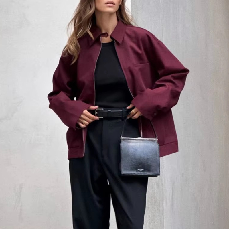 MUJER fermeture éclair Bomber vestes pour femmes automne vêtements d'extérieur pardessus femme à manches longues veste ample femmes manteaux rétro veste femme