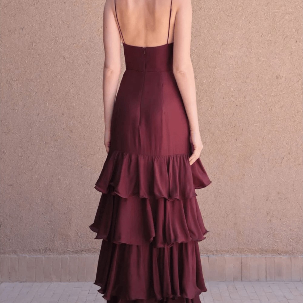 Robe française à taille Tube en V profond pour femmes, robe à bretelles, gâteau, tempérament, Style Simple, Sexy, couleur unie, bretelles Spaghetti