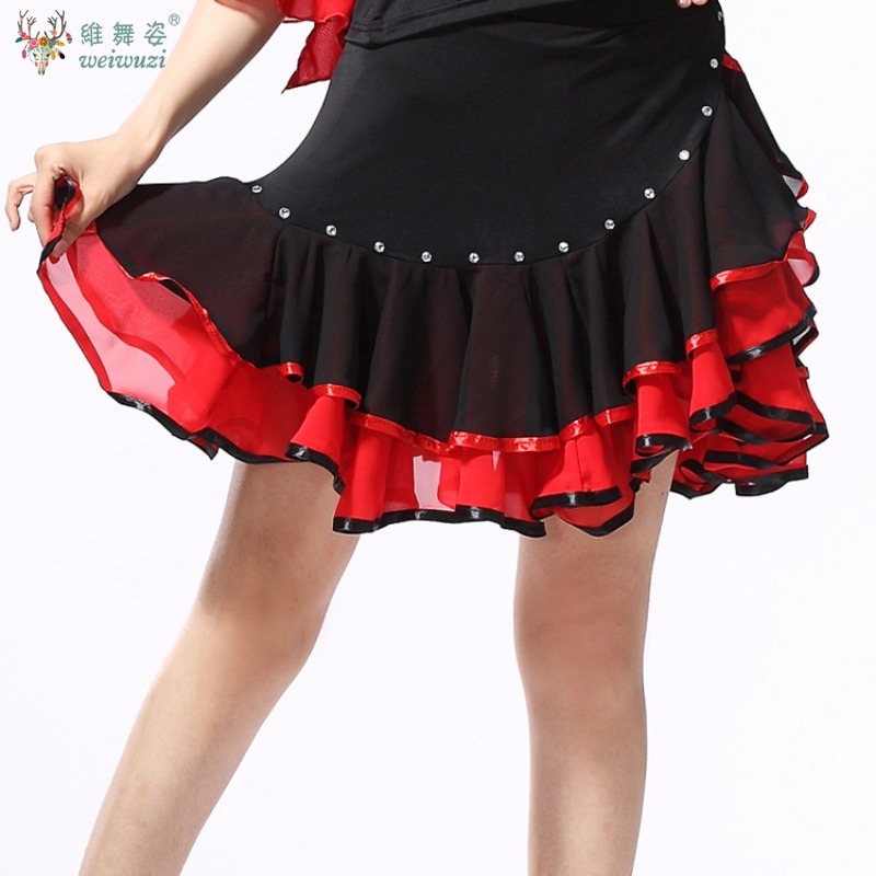 Robe d'entraînement de compétition latine pour femmes, Tango Rumba ChaCha, vêtements de danse de salle de bal, Costume de danse carrée, jupe de danse Samba