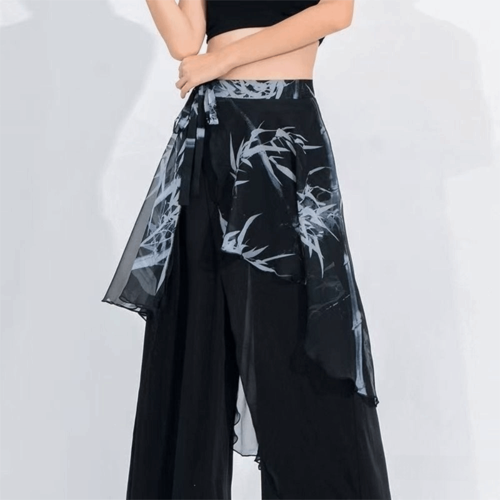 Jupe mi-longue en mousseline de soie à taille haute, motif floral, légère, en dentelle, transparente, style Y2K streetwear