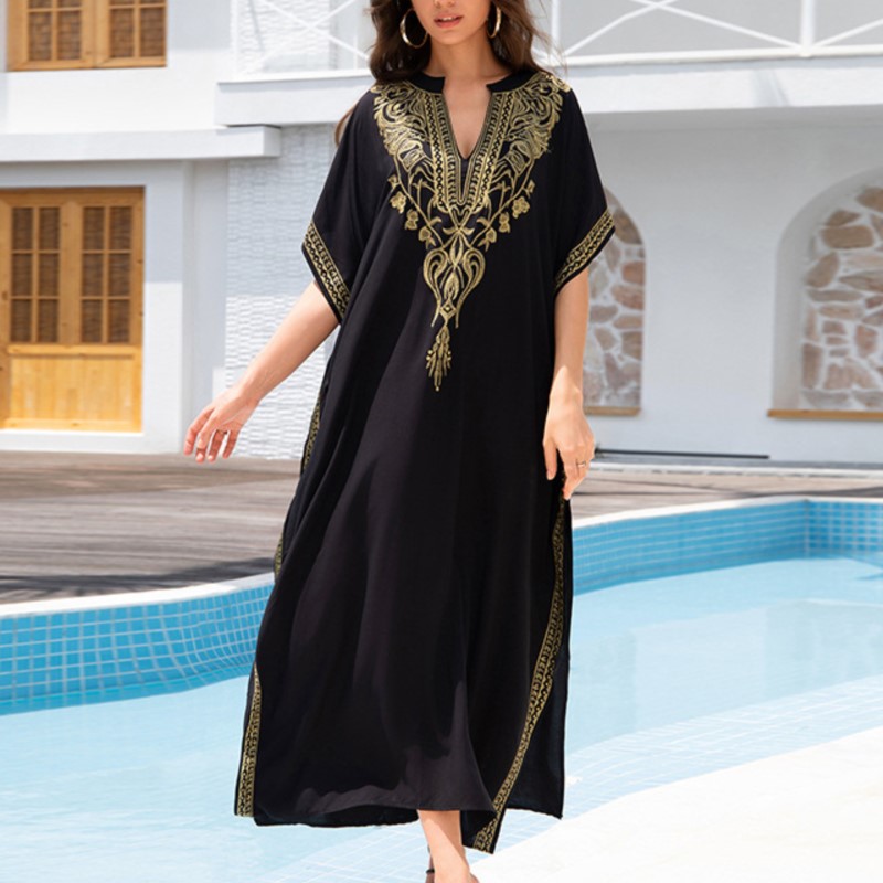 Robe Boho en coton brodé pour femmes, mode plage, Protection solaire, ample, Bikini, maillot de bain, chemisier extérieur