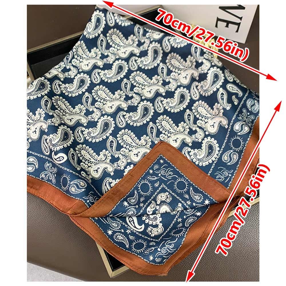 Foulard carré élégant en soie, motif floral, sac à main enveloppant la tête, mouchoir Double face 70x70cm pour femmes