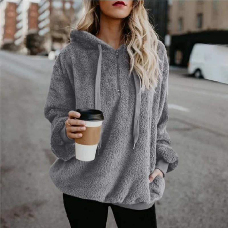 Pull à capuche à manches longues pour femmes, manteau monochrome, tendance de la mode