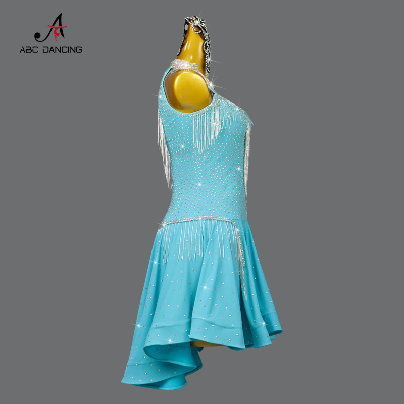 Robe de danse latine à paillettes pour femmes, vêtements de Rh, jupe sexy en plein air, boule d'entraînement trempée, vêtements personnalisés, grande taille, soirée, nouveau