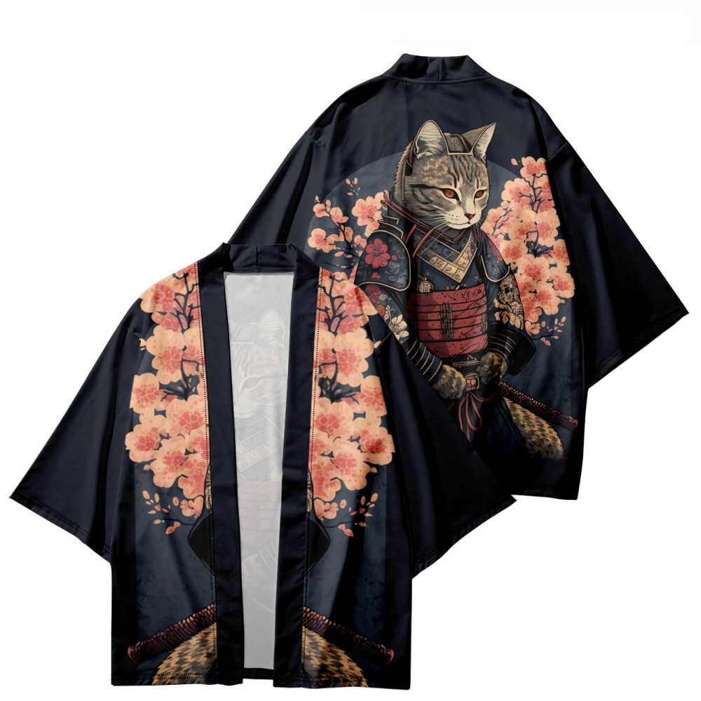 Kimono samouraï traditionnel pour hommes et femmes, imprimé Dragon, Anime japonais, Cosplay Haori, Yukata, hauts, Robe d'été
