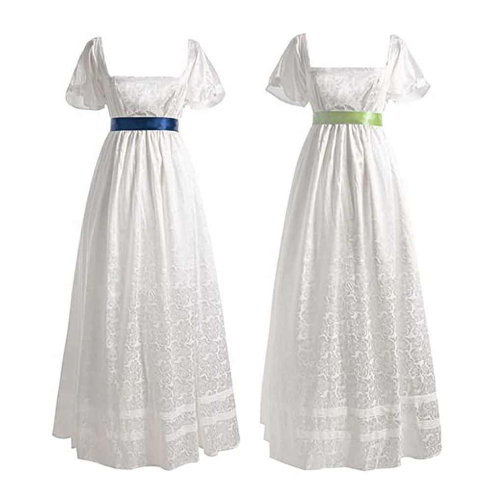 Femmes médiévales Corset victorien femmes Vintage col carré robe longue blanc Kate Sharma régence robe époque de la guerre civile robe