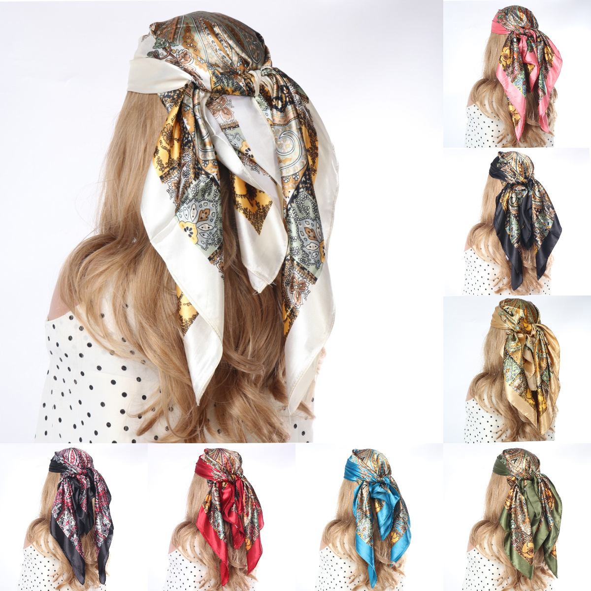 Vintage cajou Paisley imprimé Foulard de cheveux Design de mode bandeau Foulard Bandana cheveux châle enveloppement cheveux accessoires pour les femmes