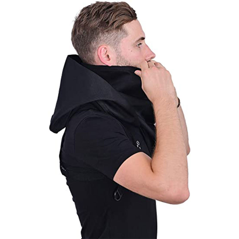 Capuche de cosplay médiéval vintage pour hommes, Everak Black Cyberpunk Rogue, capot d'écharpe, accessoires de costume de fête d'Halloween, 7.5 ate