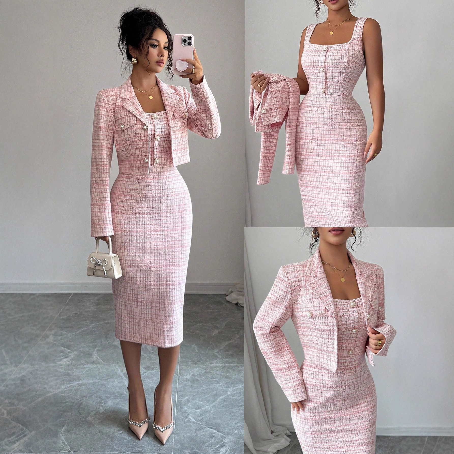 Ensembles de costumes pour femmes : Manteaux, robes fourreau, ensembles 2 pièces, vestes de costume, robes d'été, tenues à imprimé écossais, Vestidos, pour le bureau, Printemps 2026