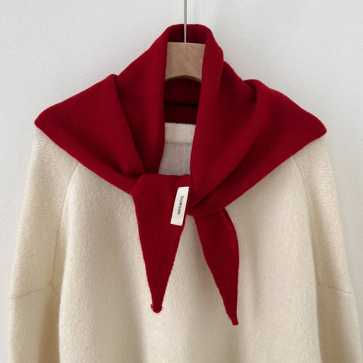 Écharpe tricotée de haute qualité pour femme, 100% laine, chaude, couleur unie brillante, châle épais, Triangle doux, col Pashmina, hiver