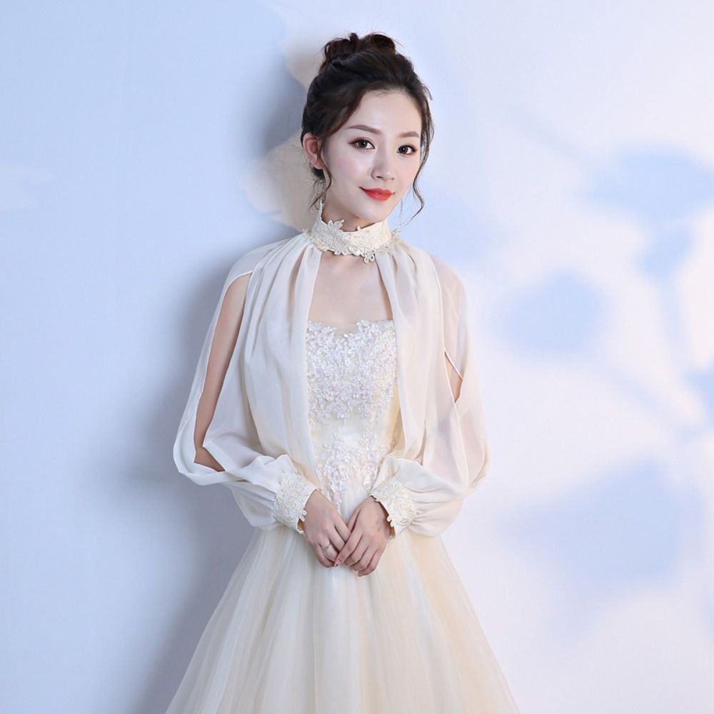 Cape Élégante en Mousseline de Soie à Manches sulfpour Cosplay, Châle Doux pour Patients de Mariage, Bal de Soirée, Mariée